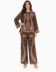 Nibal Abstract Co-ord Set – Button-Front Collared  Elora