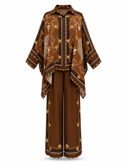 Rabab Geometric Co-ord Set – Button-Front Collared  Elora
