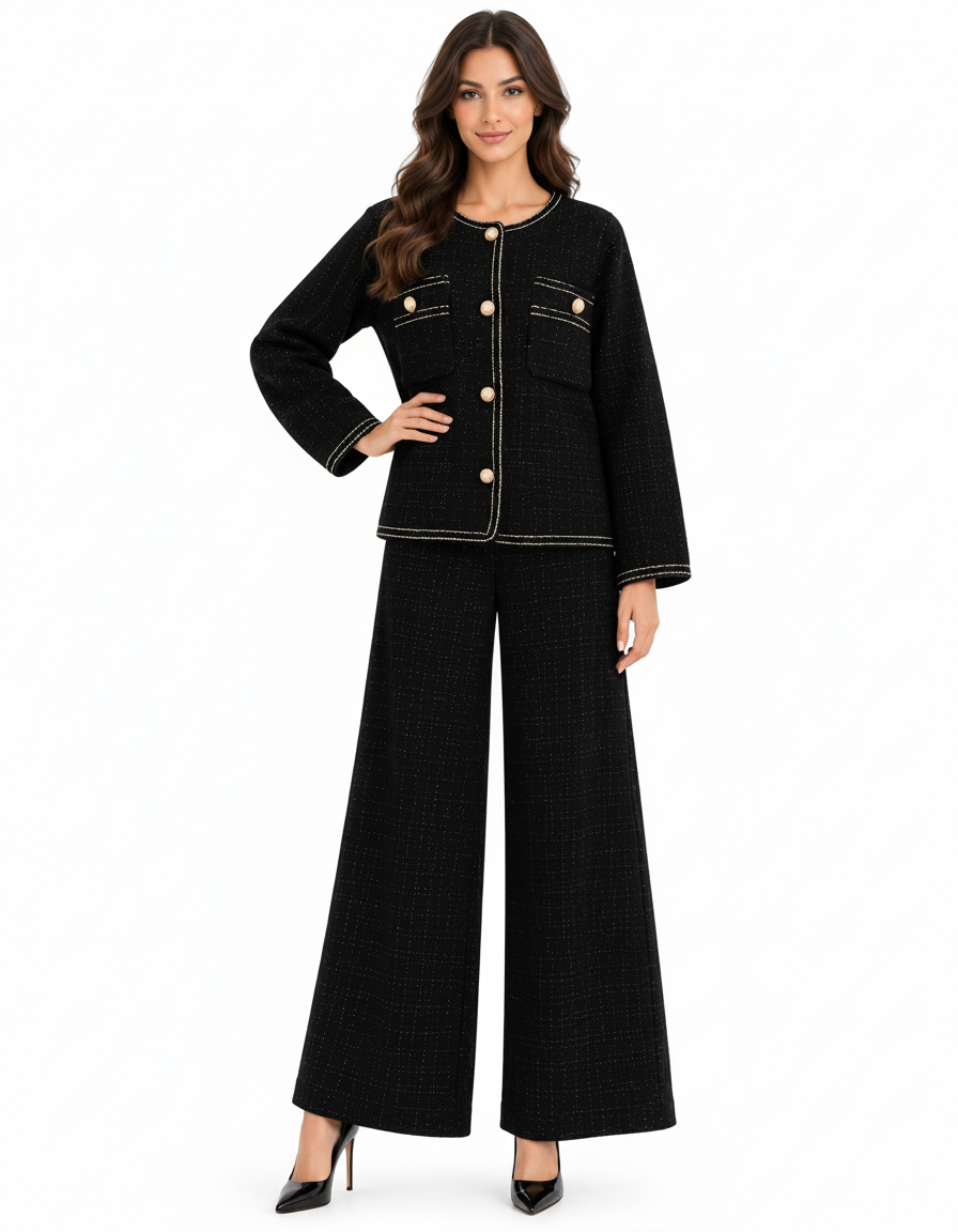 Anfal Everyday Co-ord Set – Button-Front Long Sleeve  Elora