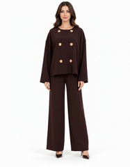Aroub Viscose Maxi Co-ord Set – Relaxed Fit V-Neck  Elora