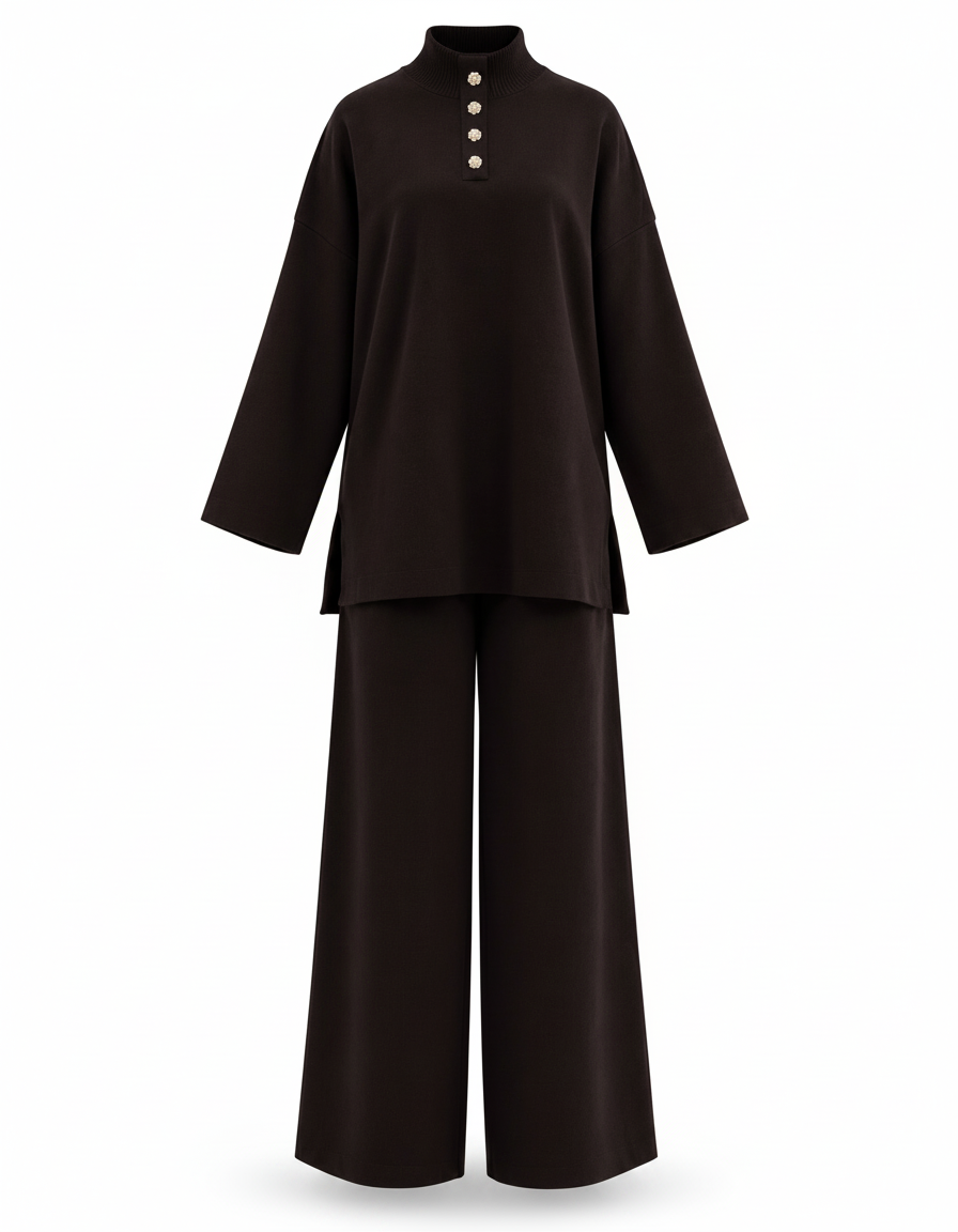 Assil Viscose Co-ord Set – Button-Front Long Sleeve  Elora