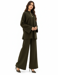 Assil Viscose Co-ord Set – Button-Front Long Sleeve  Elora