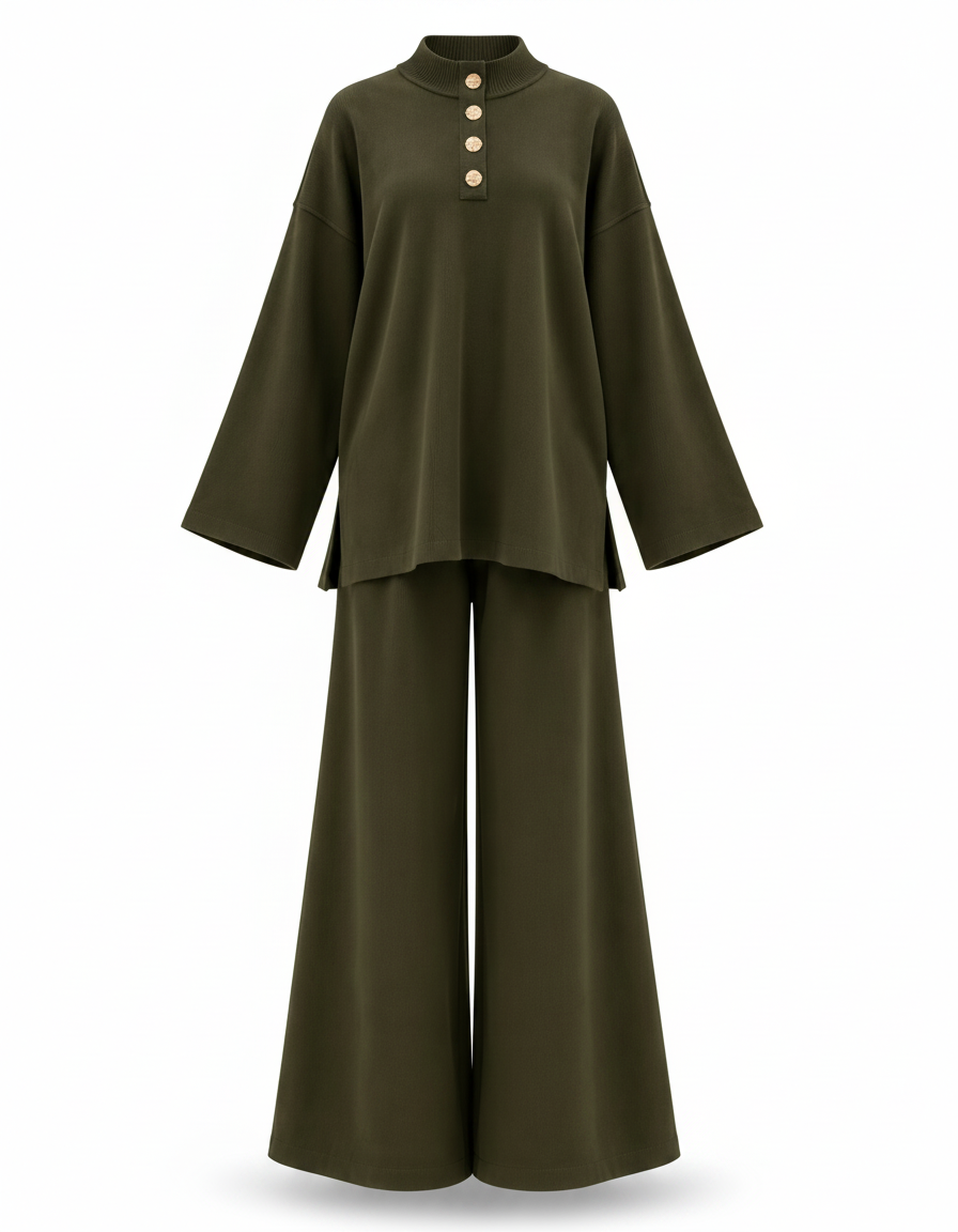 Assil Viscose Co-ord Set – Button-Front Long Sleeve  Elora