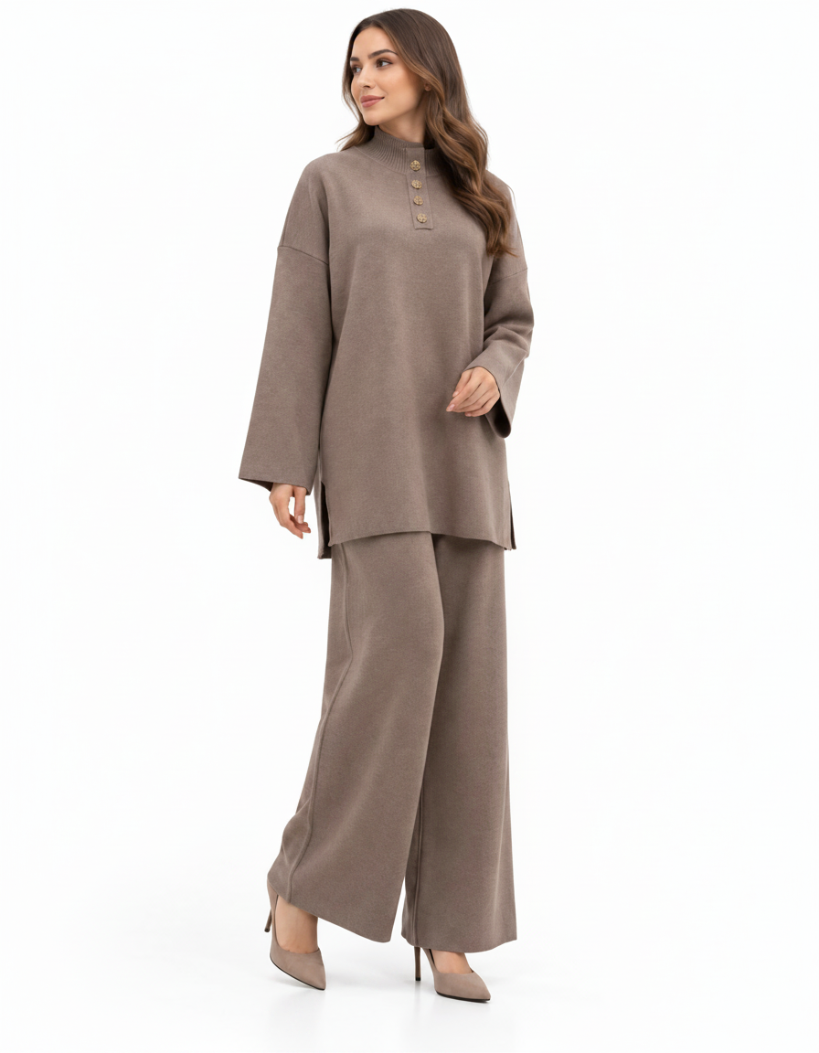Assil Viscose Co-ord Set – Button-Front Long Sleeve  Elora