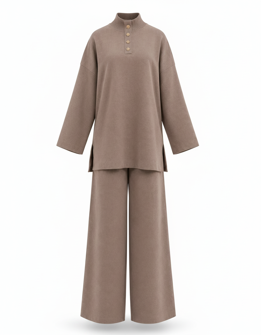 Assil Viscose Co-ord Set – Button-Front Long Sleeve  Elora