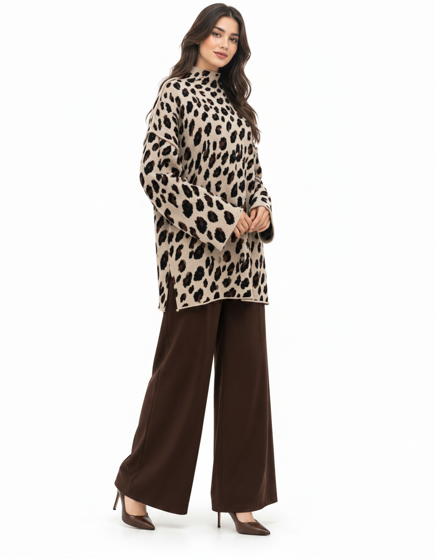 Dahlia Animal Print Maxi Co-ord Set – Pull-On Long Sleeve  Elora