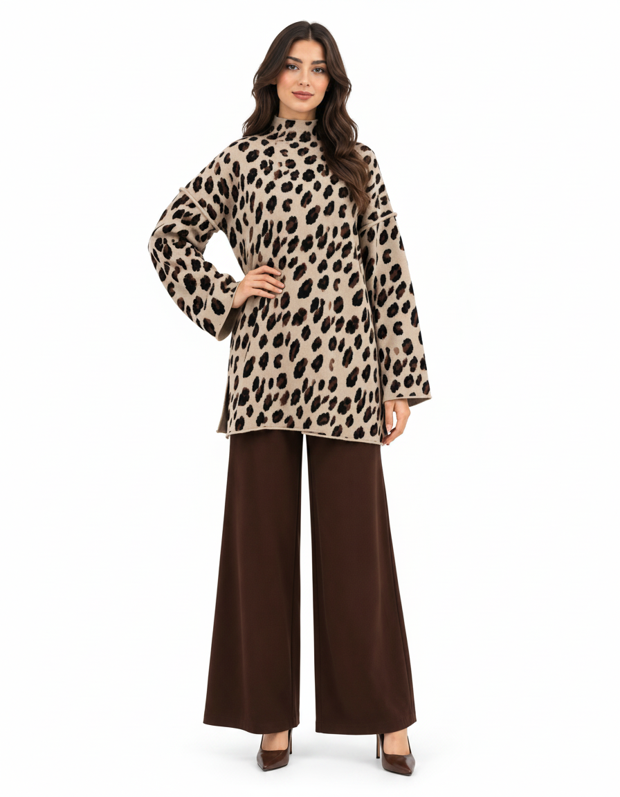 Dahlia Animal Print Maxi Co-ord Set – Pull-On Long Sleeve  Elora