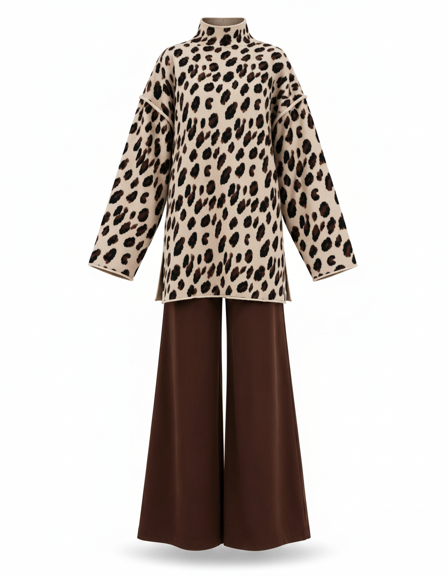 Dahlia Animal Print Maxi Co-ord Set – Pull-On Long Sleeve  Elora