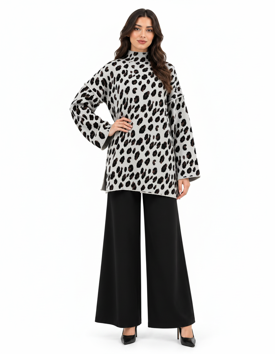 Dahlia Animal Print Maxi Co-ord Set – Pull-On Long Sleeve  Elora
