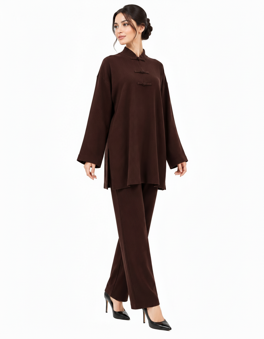 Danah Viscose Maxi Co-ord Set – Pull-On Long Sleeve  Elora