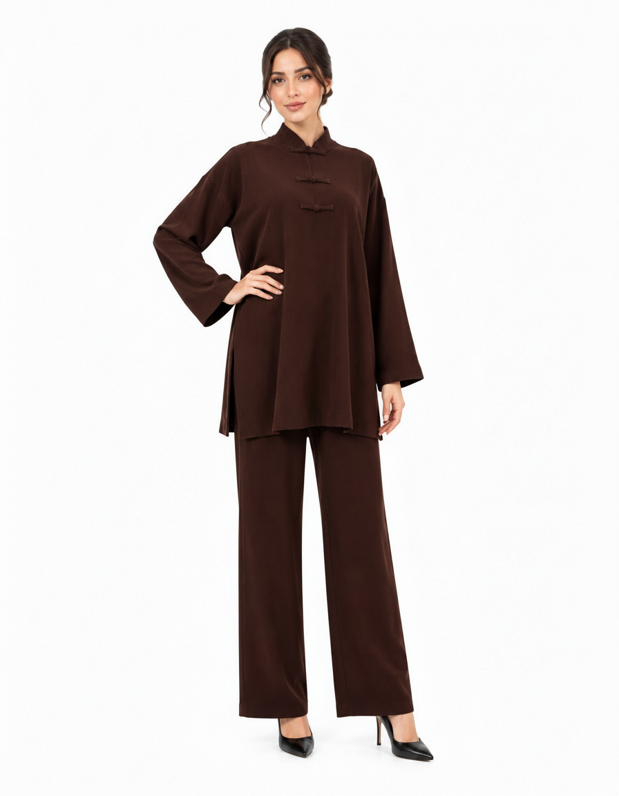 Danah Viscose Maxi Co-ord Set – Pull-On Long Sleeve  Elora