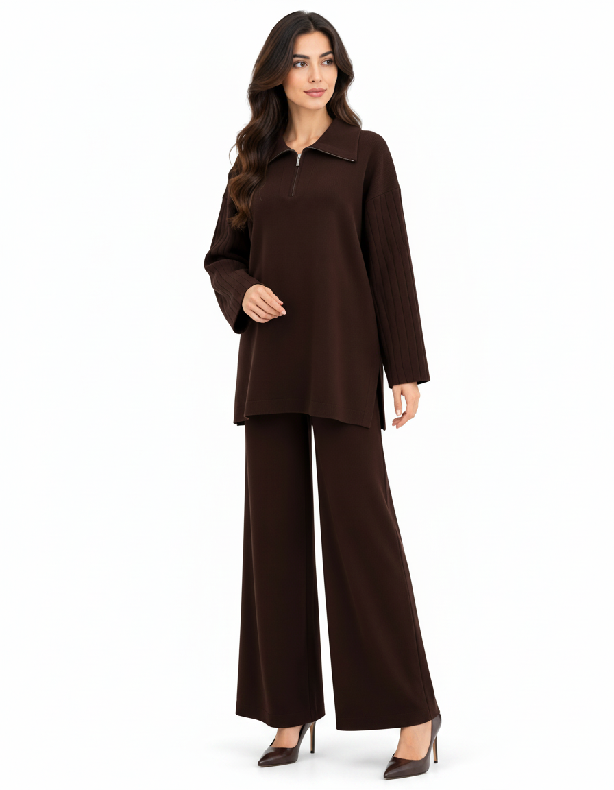 Haneen Viscose Co-ord Set – Relaxed Fit Collared  Elora