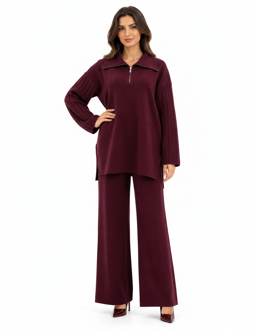 Haneen Viscose Co-ord Set – Relaxed Fit Collared  Elora
