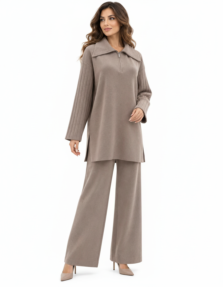 Haneen Viscose Co-ord Set – Relaxed Fit Collared  Elora