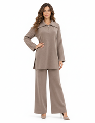 Haneen Viscose Co-ord Set – Relaxed Fit Collared  Elora