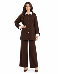 Hawra Viscose Co-ord Set – Button-Front Collared  Elora