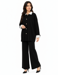 Hawra Viscose Co-ord Set – Button-Front Collared  Elora