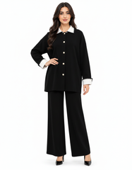 Hawra Viscose Co-ord Set – Button-Front Collared  Elora