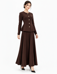 Ikram Viscose Co-ord Set – Button-Front Long Sleeve  Elora