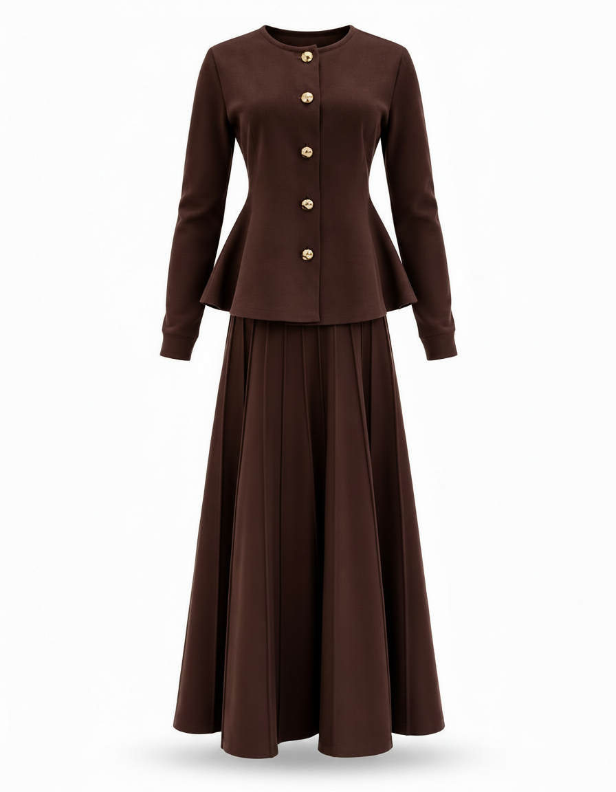 Ikram Viscose Co-ord Set – Button-Front Long Sleeve  Elora