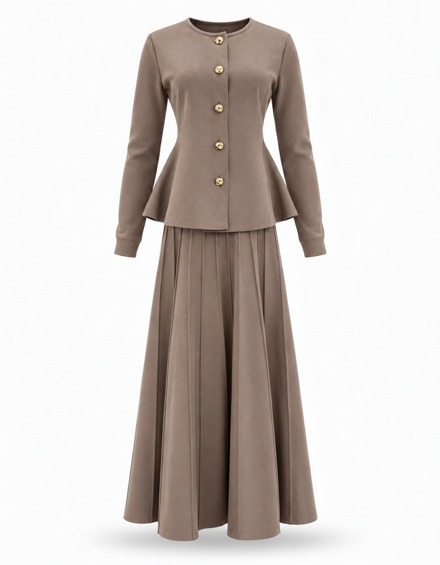 Ikram Viscose Co-ord Set – Button-Front Long Sleeve  Elora