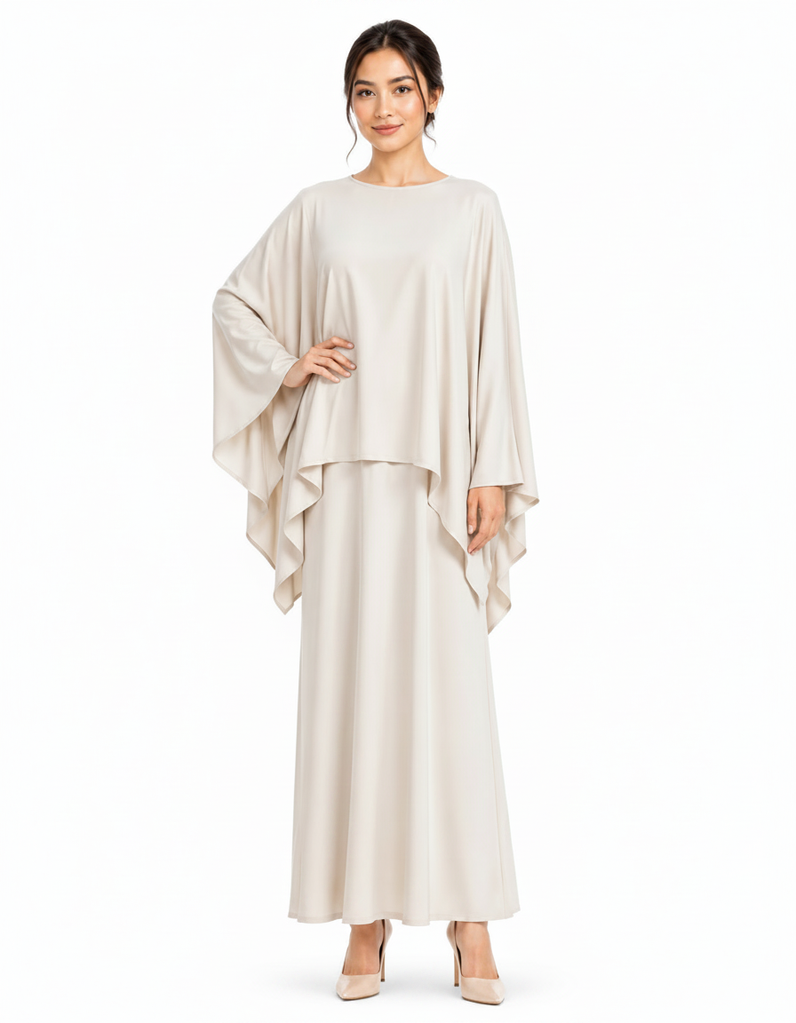 Najwa Viscose Maxi Dress Set – Pull-On Long Sleeve  Elora