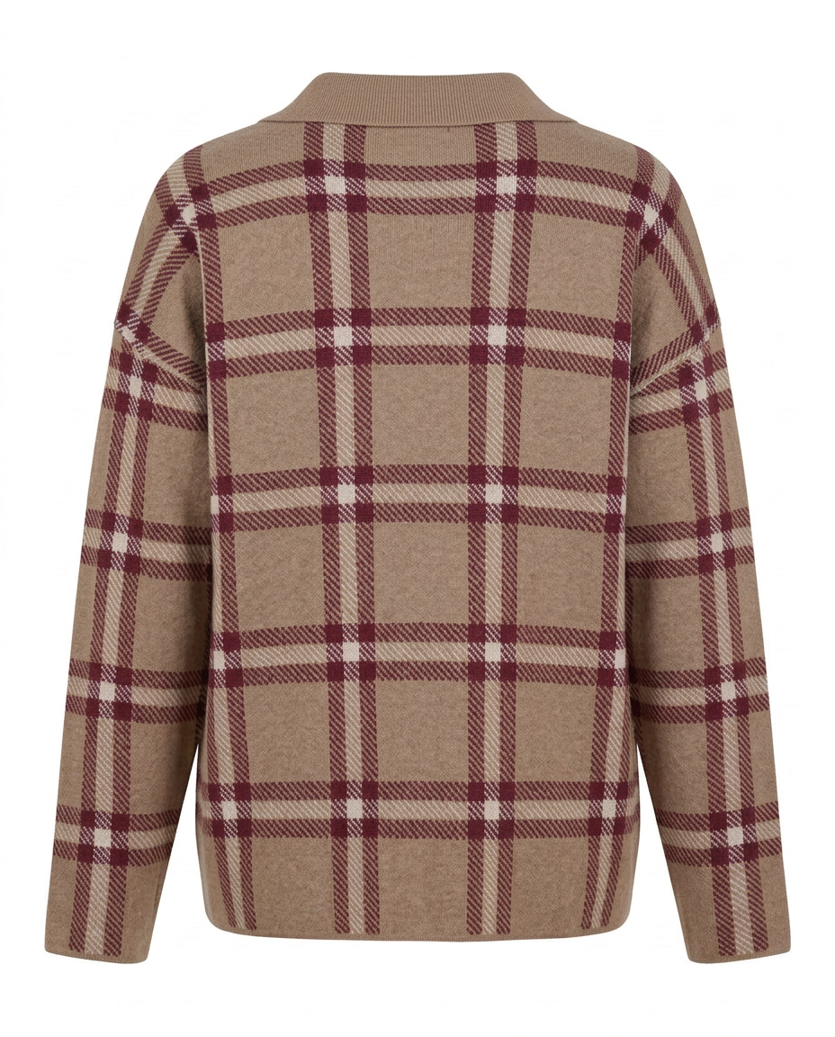 Rayan Plaid Blouse – Pull-On Collared  Elora