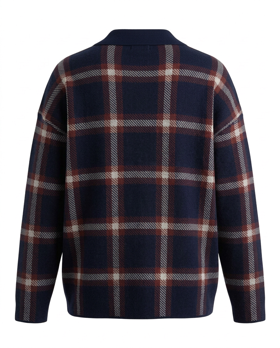 Rayan Plaid Blouse – Pull-On Collared  Elora