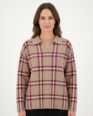 Rayan Plaid Blouse – Pull-On Collared  Elora