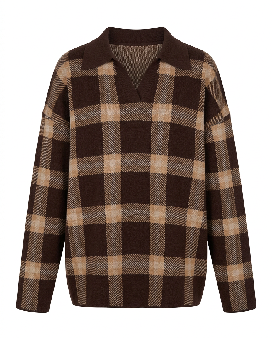 Rayan Plaid Blouse – Pull-On Collared  Elora