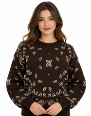 Shadha Geometric Blouse – Pull-On Long Sleeve  Elora