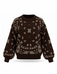 Shadha Geometric Blouse – Pull-On Long Sleeve  Elora