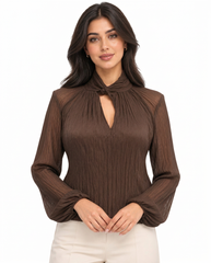 Anwar Everyday Blouse – Button-Front Long Sleeve  Elora