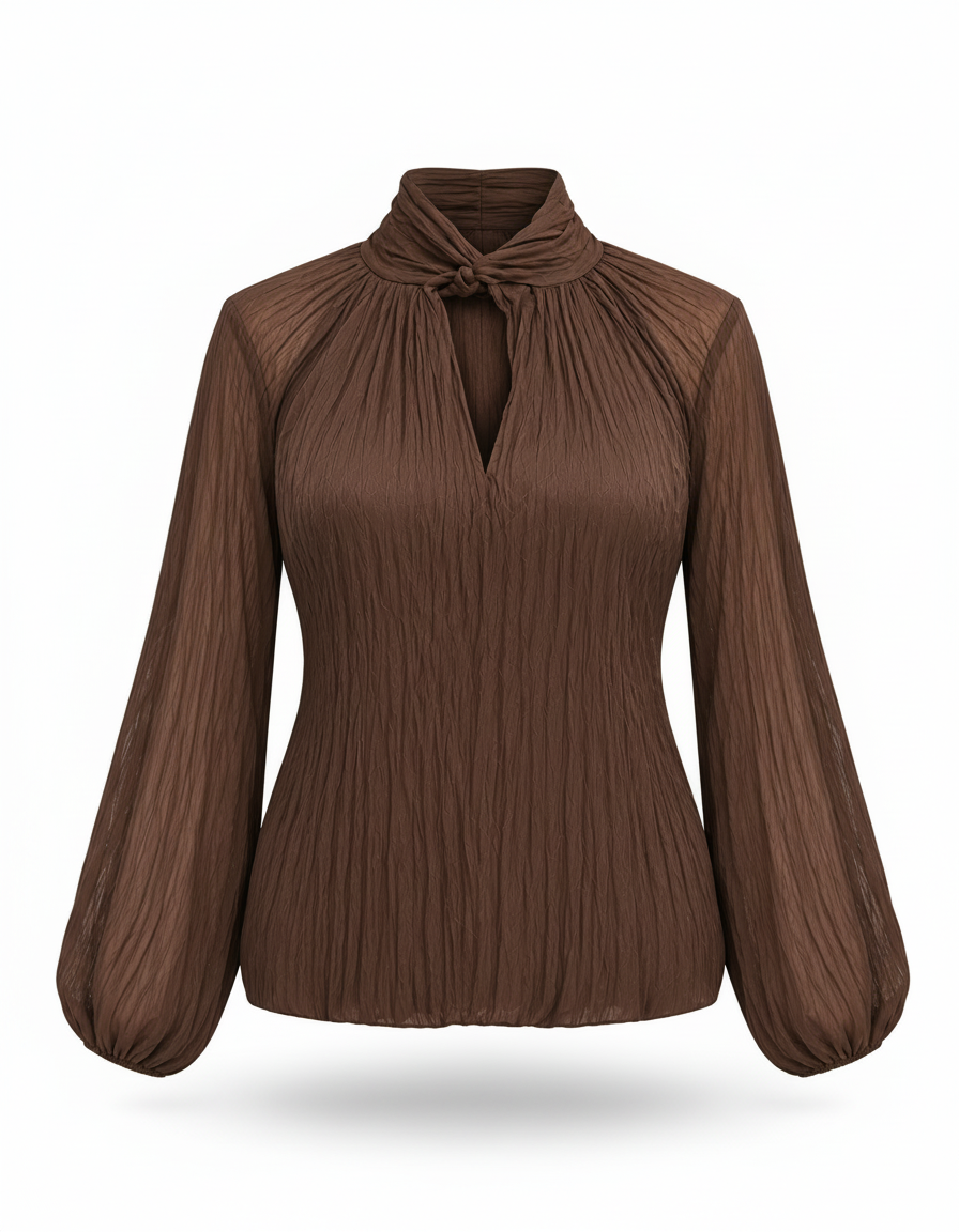Anwar Everyday Blouse – Button-Front Long Sleeve  Elora