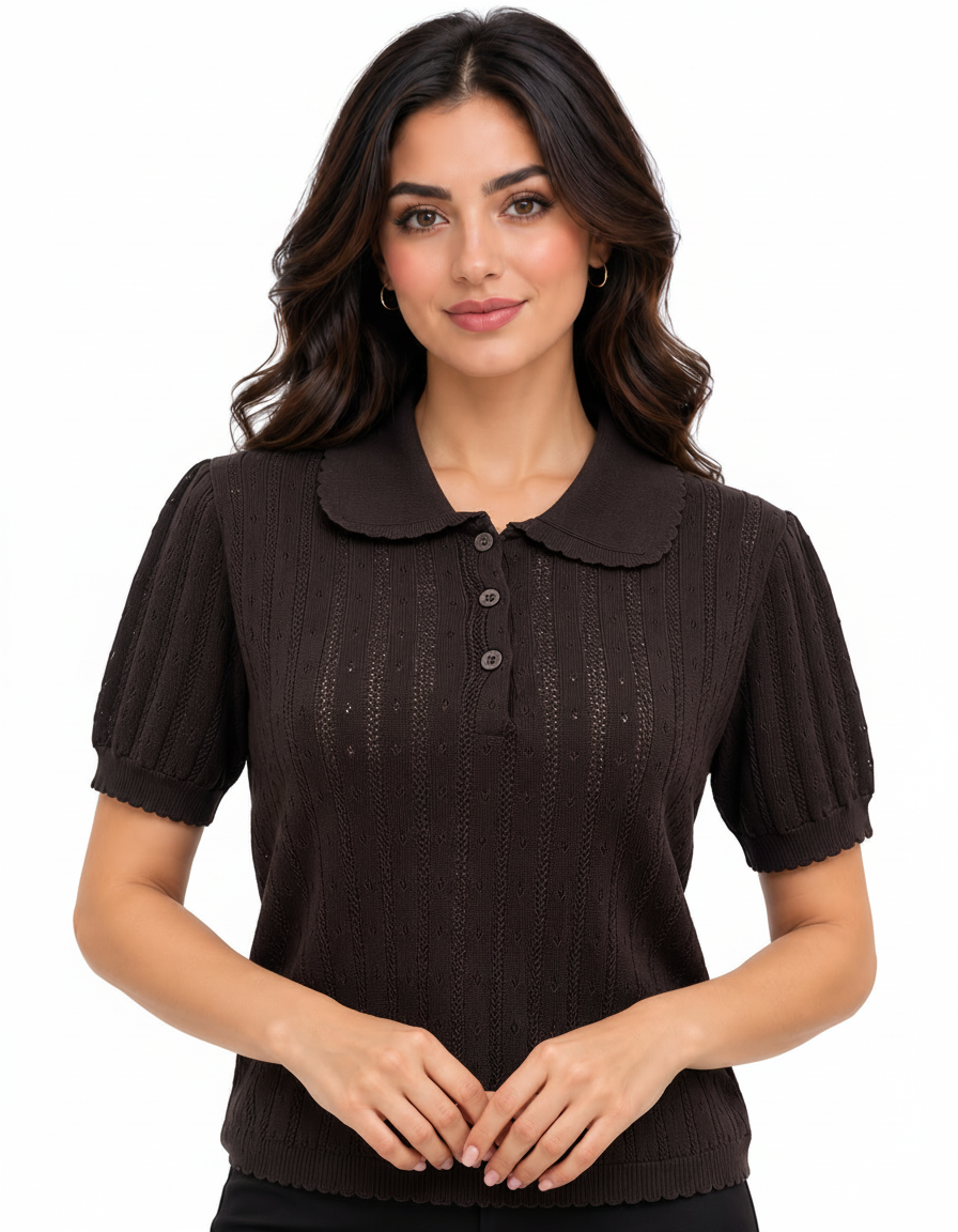 Sahab Viscose Blouse – Button-Front Collared  Elora