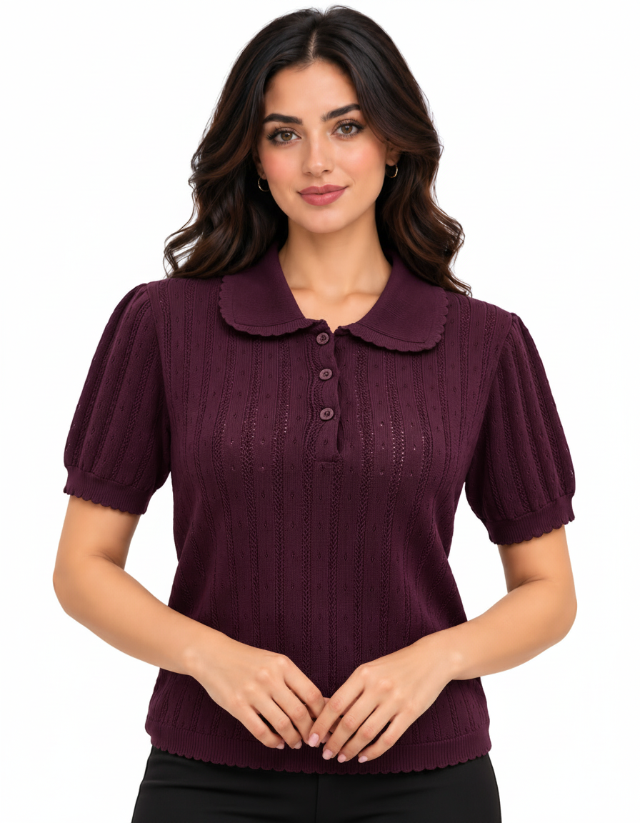 Sahab Viscose Blouse – Button-Front Collared  Elora