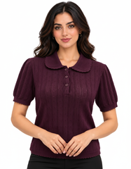 Sahab Viscose Blouse – Button-Front Collared  Elora