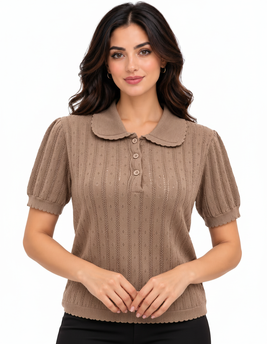 Sahab Viscose Blouse – Button-Front Collared  Elora