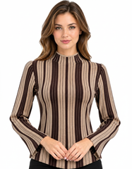 Walaa Striped Blouse – Pull-On Long Sleeve