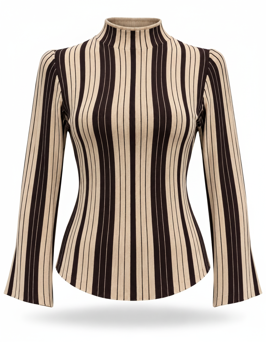 Walaa Striped Blouse – Pull-On Long Sleeve