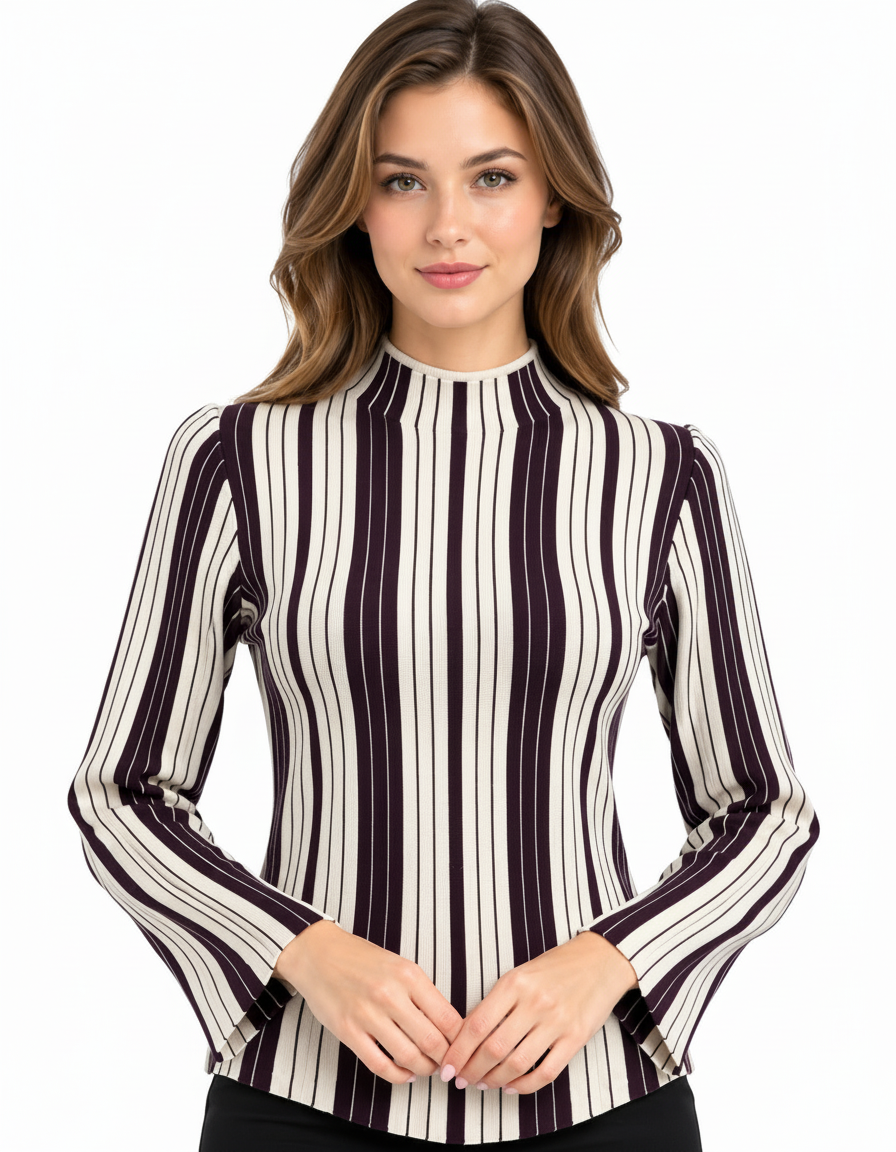 Walaa Striped Blouse – Pull-On Long Sleeve