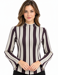 Walaa Striped Blouse – Pull-On Long Sleeve