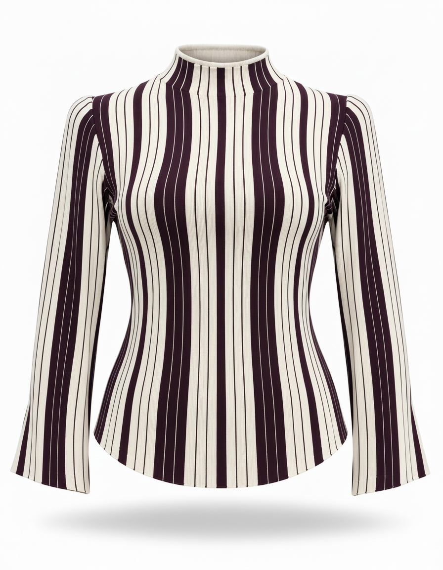 Walaa Striped Blouse – Pull-On Long Sleeve