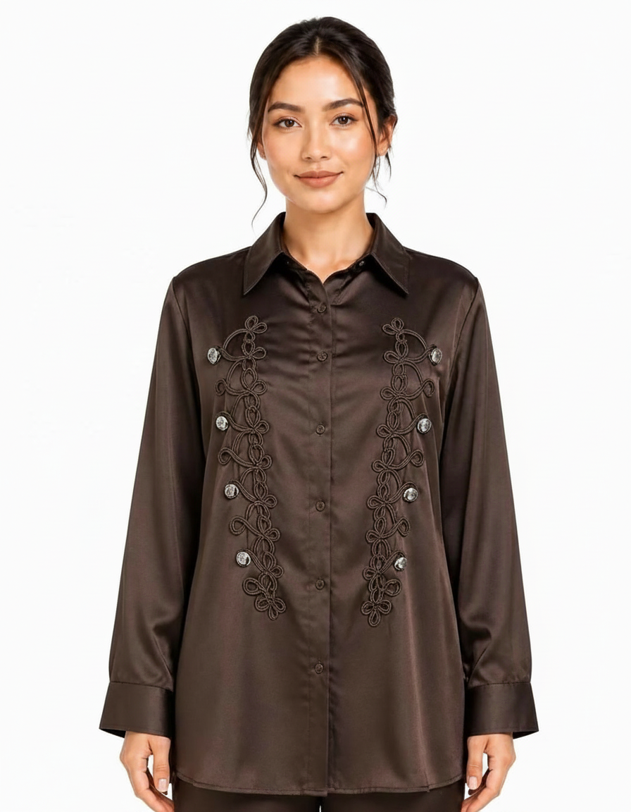 Ahd Viscose Blouse – Button-Front Collared  Elora
