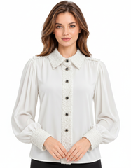 Bahija Elegant Blouse – Button-Front Collared  Elora