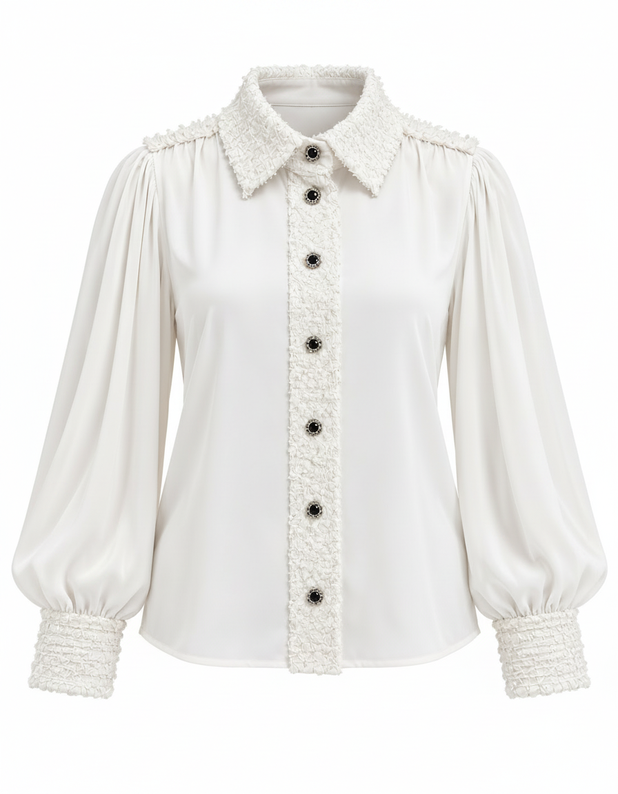 Bahija Elegant Blouse – Button-Front Collared  Elora
