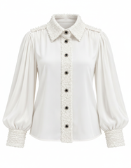 Bahija Elegant Blouse – Button-Front Collared  Elora