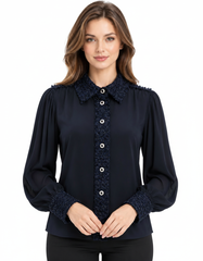 Bahija Elegant Blouse – Button-Front Collared  Elora