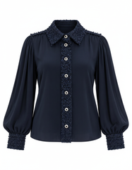 Bahija Elegant Blouse – Button-Front Collared  Elora