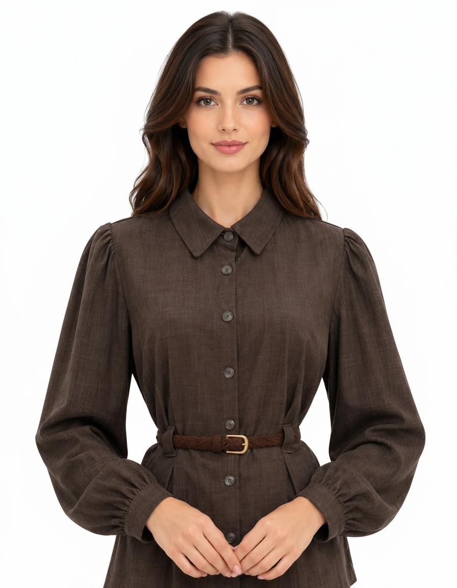 Faten Cotton Blouse – Button-Front Collared  Elora